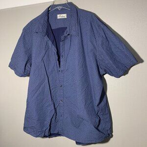 California Shirt Co dark blue & light floral print short-sleeve button-up shirt.